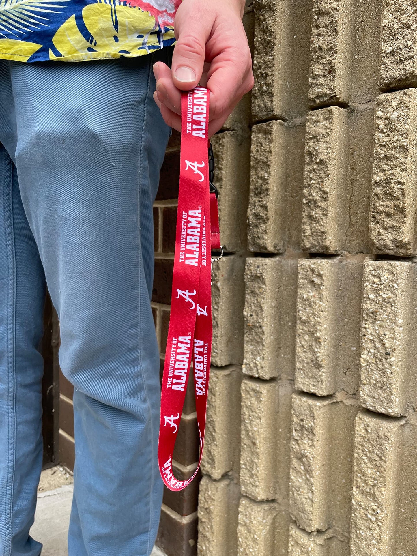 Porte-clé avec cordon amovible et boucle à pression pour clés de voiture Desert Cactus University of Alabama (rouge - logo A)