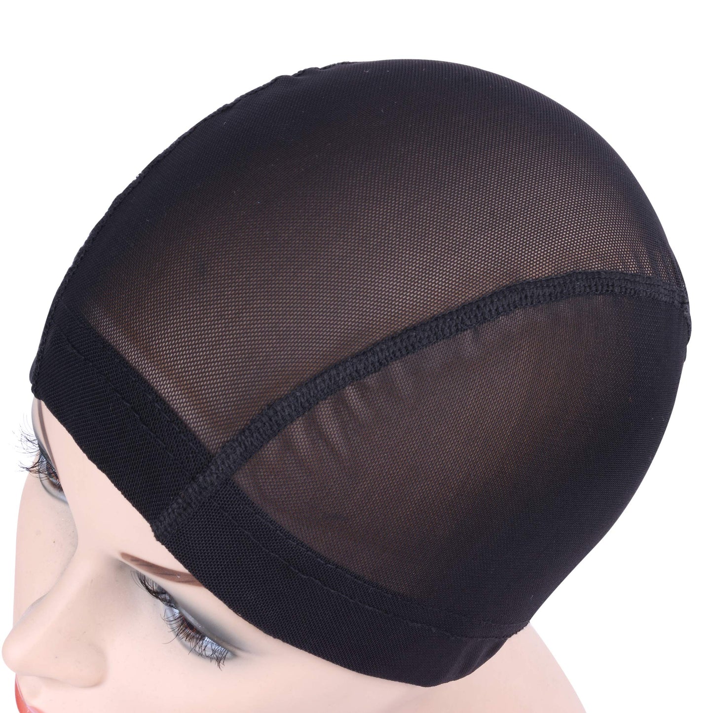 YANTAISIYU 2 Pcs/Lot Wig Caps Mesh Cap for Making Wig Stretchable Hairnets with Wide Elastic Band Mesh Dome Cap for Wigs (Black Mesh Cap M)