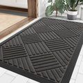 Smiry Front Door Mat Outside Entrance, Heavy Duty Outdoor Indoor Mat, Natural Rubber Doormat, Non Slip, Trap Dirt and Moisture, Easy Clean, Low Profile Patio Porch Entryway Mat, 29.5x17, Grey