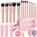 Makeup Brushes Pink wooden Makeup Brushes,14pcs make up brushes for girls Set Premium Synthetic Foundation Brushes Blending Face Powder Eye Shadow Concealer Make Up Brushes Tool Storage Bag (pink)