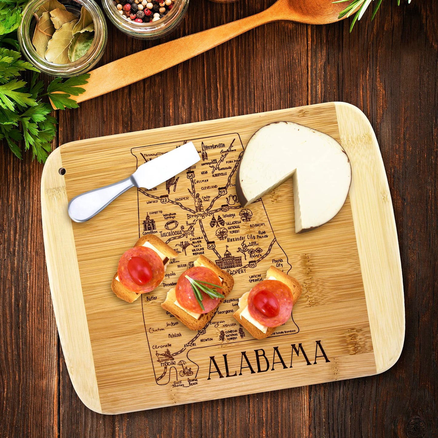 Totally Bamboo A Slice of Life Alabama State Serving and Cutting Board, 11" x 8.75"