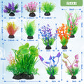 Ameliade Décorations pour aquarium Plantes artificielles en plastique pour aquarium Ensemble de décorations pour aquarium Betta Poisson rouge Tortue Accessoires pour aquarium Herbe Petit kit de décorations pour aquarium (11 pièces)