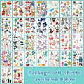 Partywind 380 Styles (30 Sheets) Luminous Tattoos for Kids, Mixed Styles Temporary Tattoos Stickers with Mermaid/Dinosaur/Space/Pirate for Boys and Girls, Glow Party Supplies