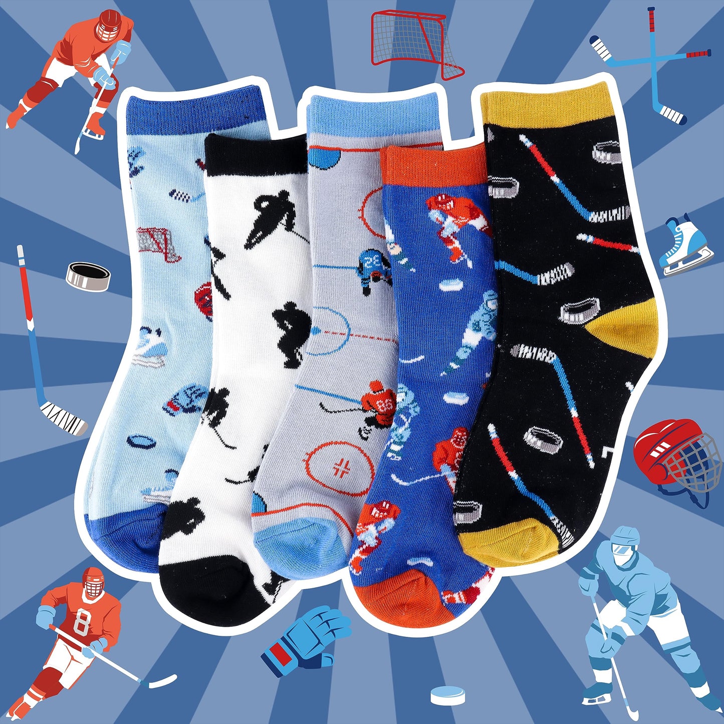 Belloxis Hockey Gifts for Boys 8-12 Hockey Socks Boys Hockey Gifts Hockey Gifts for Men Sports Gifts for Boys 8-12 Gifts for Teenage Boys Socks Cozy Cotton Comfy Socks Brother Friend Gifts