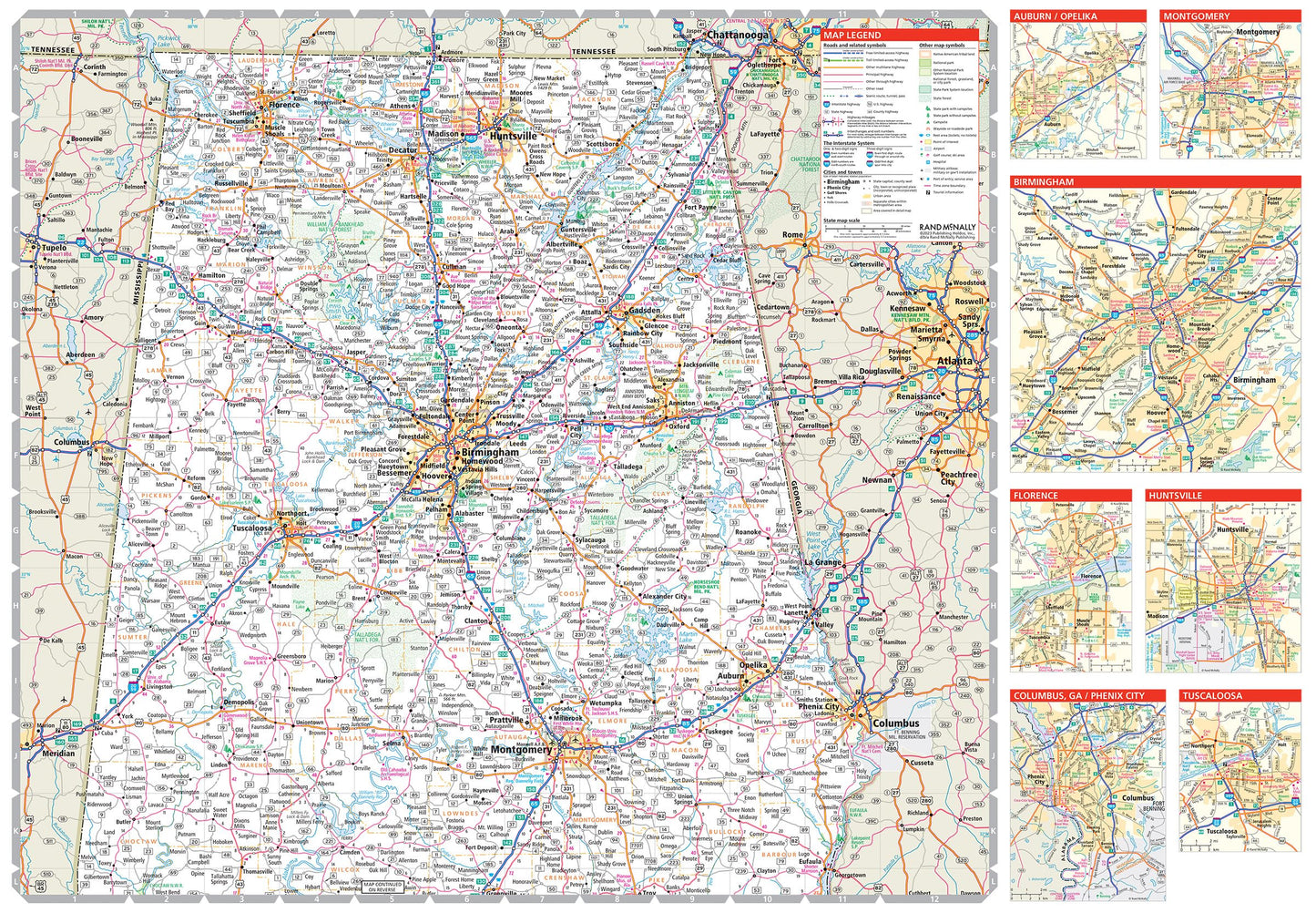 Rand McNally Fácil de leer: Mapa del estado de Alabama